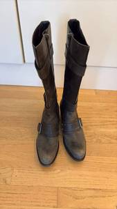 lot 59370 image: J Series Brown Leather Tall Boots with Buckle Details size 7 - Retail $25
