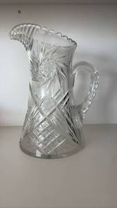 lot 60392 image: Cut Crystal Glass Water Pitcher with Handle - Retail $25