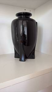 lot 60393 image: Black Ceramic Vase with Geometric Base - Retail $25