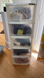 lot 60418 image: 5-Drawer Plastic Storage Cart with Wheels - Retail $25