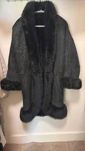 lot 60480 image: Black Faux Fur Coat  No Size Indicated  Stylish Outerwear  - Retail $75