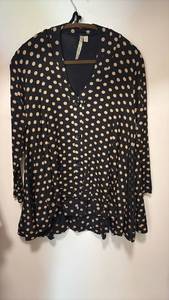 lot 60485 image: Black Polka Dot Button-Down Blouse Size S - Retail $15