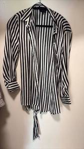 lot 60493 image: Who What Wear Black White Striped Button Down Shirt - Retail $15