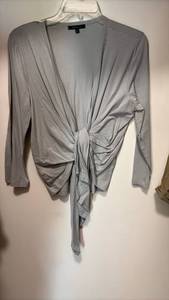 lot 60496 image: Anne Klein Gray Wrap Top with Tie Front - Retail $15