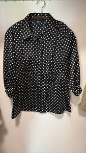 lot 60497 image: AB Studio Black Polka Dot Button Up Blouse Size Medium - Retail $8