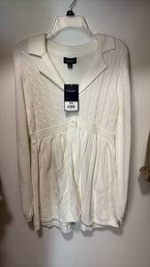 lot 60499 image: Sonoma Womens Cream Cable Knit Cardigan Sweater Medium - Retail $15