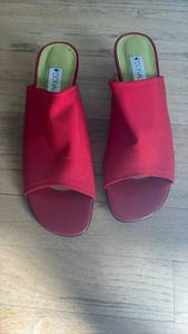 lot 60563 image: Donald J Pliner Red Leather Wedge Sandals - Retail $45