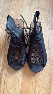 lot 60583 image: Candies Black Lace-Up Gladiator Sandals size 6.5 - Retail $15