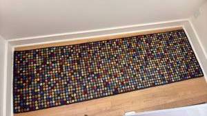lot 60602 image: Multicolor Polka Dot Runner Rug  8 Ft  Needs Cleaning- Retail $75