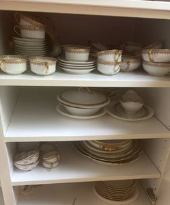 lot 60603 image: Haviland Limoges China Dinnerware Set with Gold Trim - Retail $150