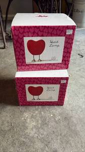 lot 52074 image: Red Heart-Shaped Table Lamp Set of 2 - Retail $25