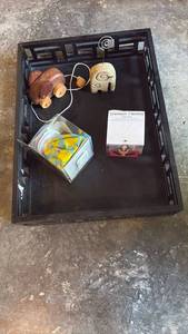 lot 52077 image: Mixed Collection Lot with Wooden Toys Shania Twain Sticky Notes and Decorative Items - Retail $15