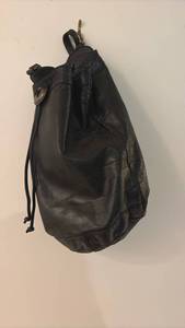lot 52101 image: Black Leather Drawstring Bucket Bag with Chain Hardware - Retail $45