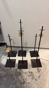 lot 52121 image: Black Metal African Mask Display Stands Set - Retail $25