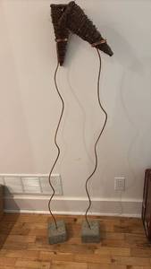 lot 52135 image: Woven Basket Torches with Copper Wire Stands - Retail $25