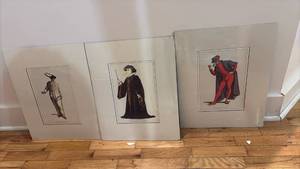 lot 52137 image: Three Commedia dellArte Character Prints Set - Retail $45