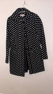 lot 52179 image: Merona Womens Black and White Polka Dot Coat - Retail $15