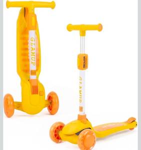 lot 17818 image: GLAMUP Kids Kick Scooter 3 Wheels, Kids Scooter Height Adjustable Handlebar, Lean-to-Steer System & Easy-Folding Mechanism, Ages 3-14 Boys and Girls - Retail $59