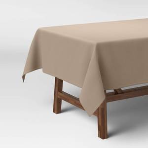 lot 17824 image: 84 x 60 Solid Tablecloth Natural - Threshold�� Traditional Tan Cotton, Recycled Polyester, Fall Decor 2 pack  - Retail $42