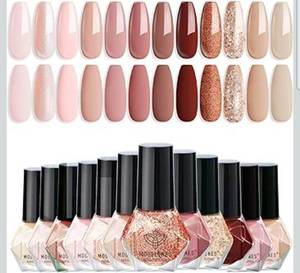 lot 17832 image: modelones Nail Polish Set 12 Colors Nude Brown Fall Nail Polish Set Champagne Gold Glitter Nail Polish Neutral Nude Pink Shimmer Fall Winter Brown Nail Gifts for Women Girl DIY Salon Home Manicure - Retail $0