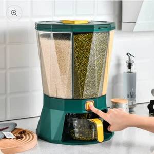 lot 17848 image: Transparent rotatable rice bucket large capacity grain storage dispenser - Retail $54