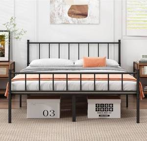 lot 17883 image: DIIYIV Queen Bed Frame-Classic Metal Platform Bed Frame,Mattress Foundation with Steel Slat Support,Under Foundation Storage,No Box Spring Needed, Easy Assembly, Queen Size - Retail $72
