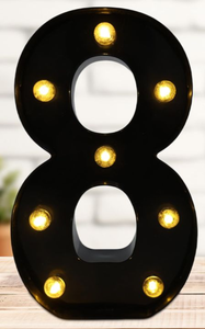 lot 2606 image: Black Number 8 LED Light - 10 in