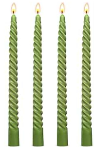 lot 2609 image: Green Twisted Taper Wax Candles - 4 ct