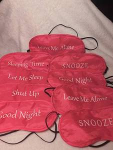 lot 2659 image: Sleep Eye Masks with Funny Sayings Set