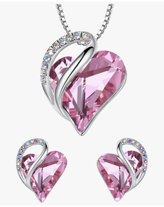 lot 2667 image: Heart Shaped Crystal Necklace and Earrings Set