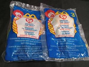 lot 3529 image: McDonalds Ty Beanie Baby Smoochy the Frog Happy Meal Toy