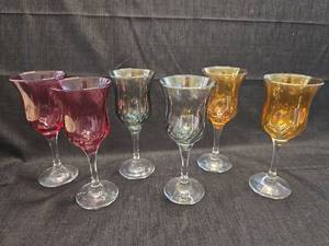 lot 3179 image: Colored Glass Cordial Set - 6 Pieces