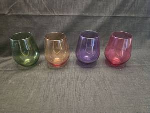lot 3182 image: Colored Stemless Wine Glass Set