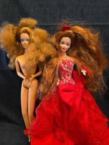 lot 3184 image: 1990s Barbie Dolls in Red Evening Gown