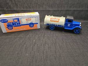 lot 4262 image: Crown Gasoline 1934 Die-Cast Tanker Truck Coin Bank with Key