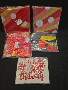 lot 4295 image: Colorful Party cake, topper and balloon Set