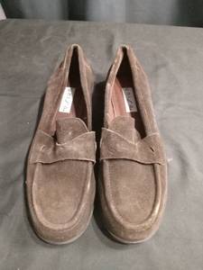 lot 3415 image: Unisa Brown Suede Penny Loafers