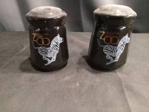 lot 4300 image: Milwaukee County Zoo Salt and Pepper Shakers with Zebra Design