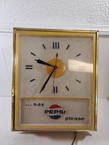 lot 71 image: Vintage Pepsi Cola Advertising Wall Clock Say Pepsi Please