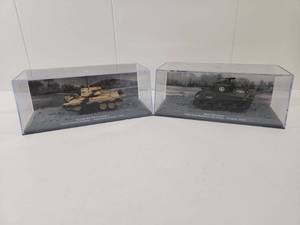 lot 140 image: Pair of DAgostini WWII Military Tank Model Collection - Cruiser MK VIA Crusader II and M4A3 Sherman