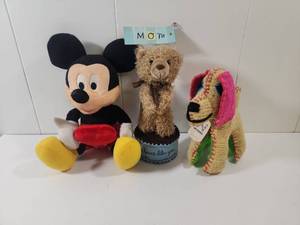 lot 185 image: Mixed Stuffed Animal Collection - Mickey Mouse, Teddy Bear, and Dog Toy Set