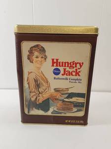 lot 213 image: Pillsbury Hungry Jack Pancake Mix Tin Container