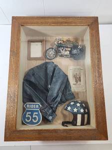 lot 274 image: Motorcycle Memorabilia Shadow Box Display