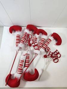 lot 292 image: Christmas Elf Legs and Ho Ho Ho Pick Decorations