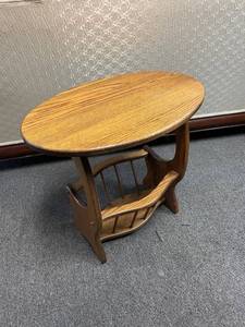 lot 201 image: Wood magazine rack end table22 x 23 x 16 in