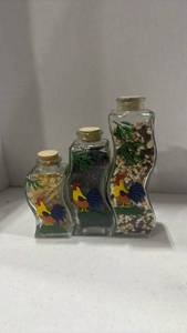 lot 2023 image: Decorative Glass Bottles Set with Rooster Design and Cork Stoppers