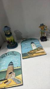 lot 2024 image: Lighthouse Themed Decorative Collection Set and bobble head figurine