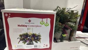 lot 2047 image: Members Mark Holiday Centerpiece with Glass Hurricane