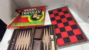 lot 2051 image: Tripoly Board Game with Backgammon  Set