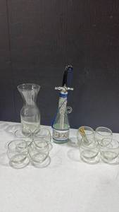 lot 2056 image: Greek Ouzo Bottle with Carafe and Glass Set
